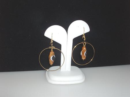 Brown Black & White Bead Earrings